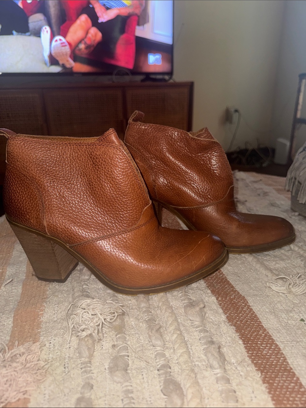 Lucky Brand Chestnut Brown Leather Ankle Booties